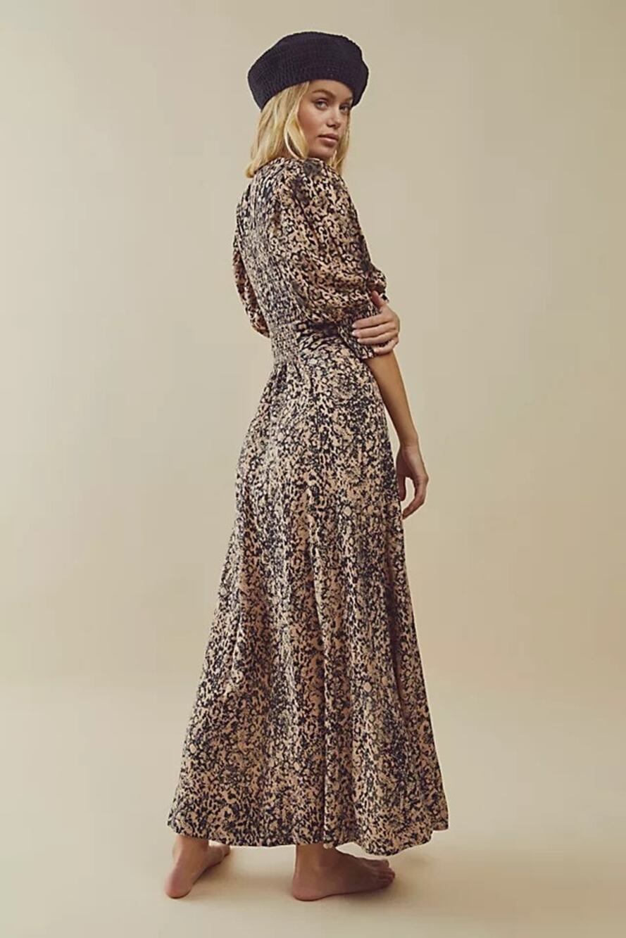 New Free People String Of Hearts Boho Maxi Dress $188 SMALL Smocked Cream